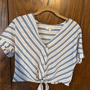 Monteau Blue and White Striped Women's Top